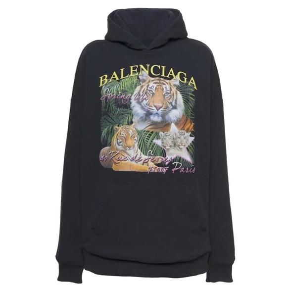 Balenciaga Fbi Year Of Tiger Black Cotton Hoodie - Picture 1 of 3
